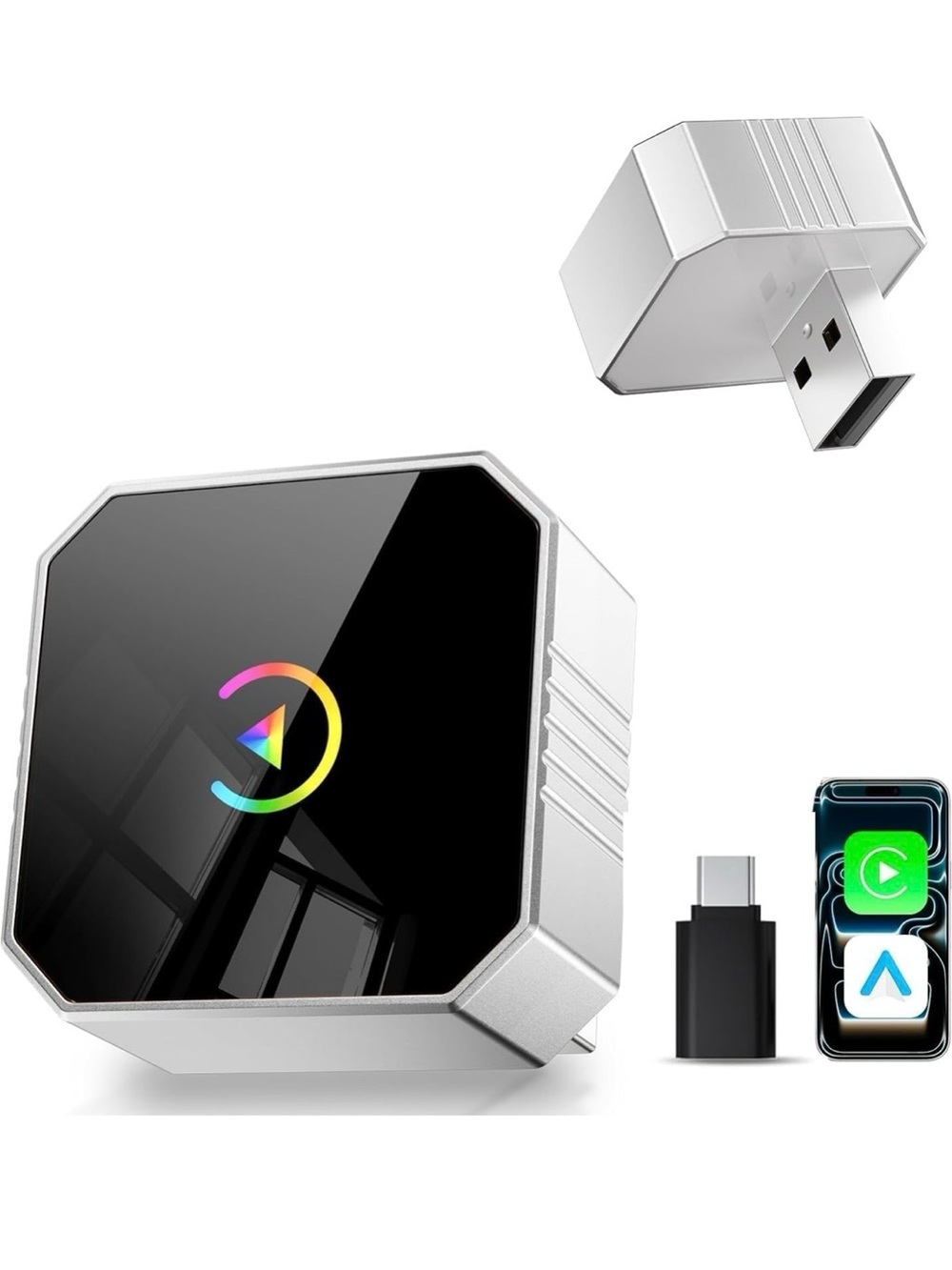 2026 Upgraded Mini Wireless CarPlay Adapter for Apple CarPlay & Android